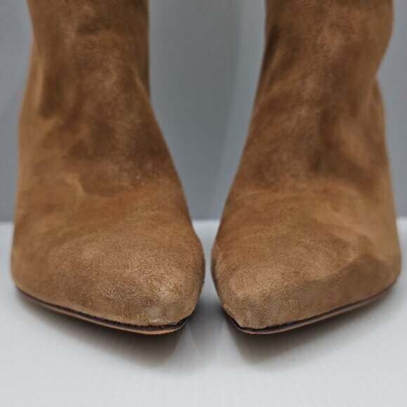 Vince Pilar Knee High Boot Women 9.5 WIDE CALF Amber Brown Suede Block Heel Fall - Picture 6 of 16